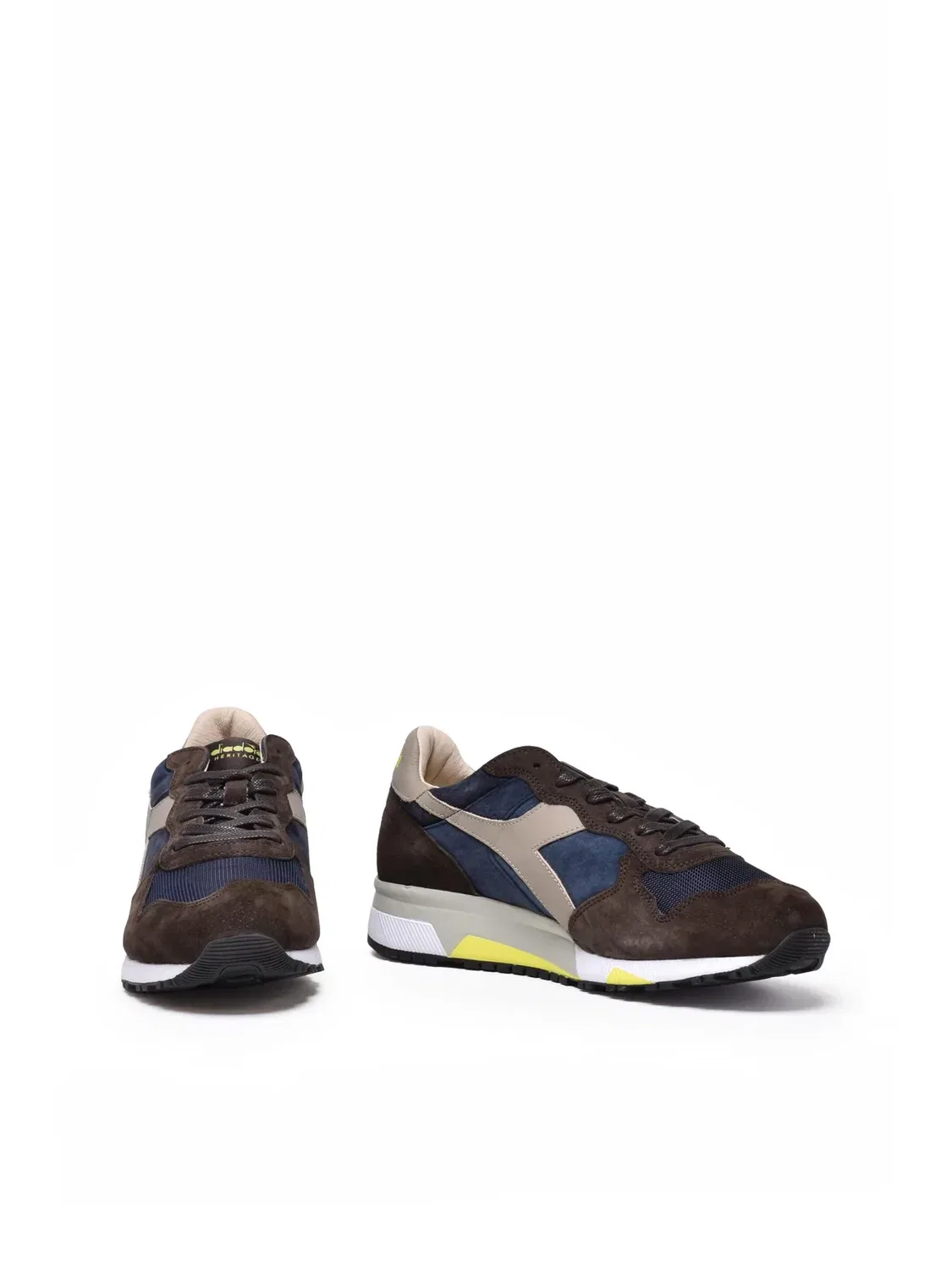 DIADORA HERITAGE Коричнево-синие кожаные кроссовки из полиэстера и замши — фото 2