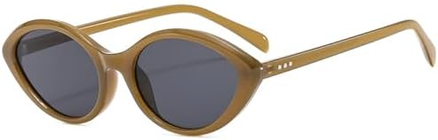 

Модные солнцезащитные очки «кошачий глаз» маленького размера для женщин, градиентные линзы UV400, винтажные заклепки, мужские солнцезащитные очки MTZJH, Olive Green Gray