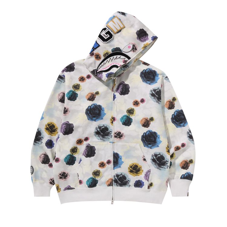 

Худи BAPE Floral Camo Shark Relaxed Fit Full Zip Hoodie, цвет Ivory