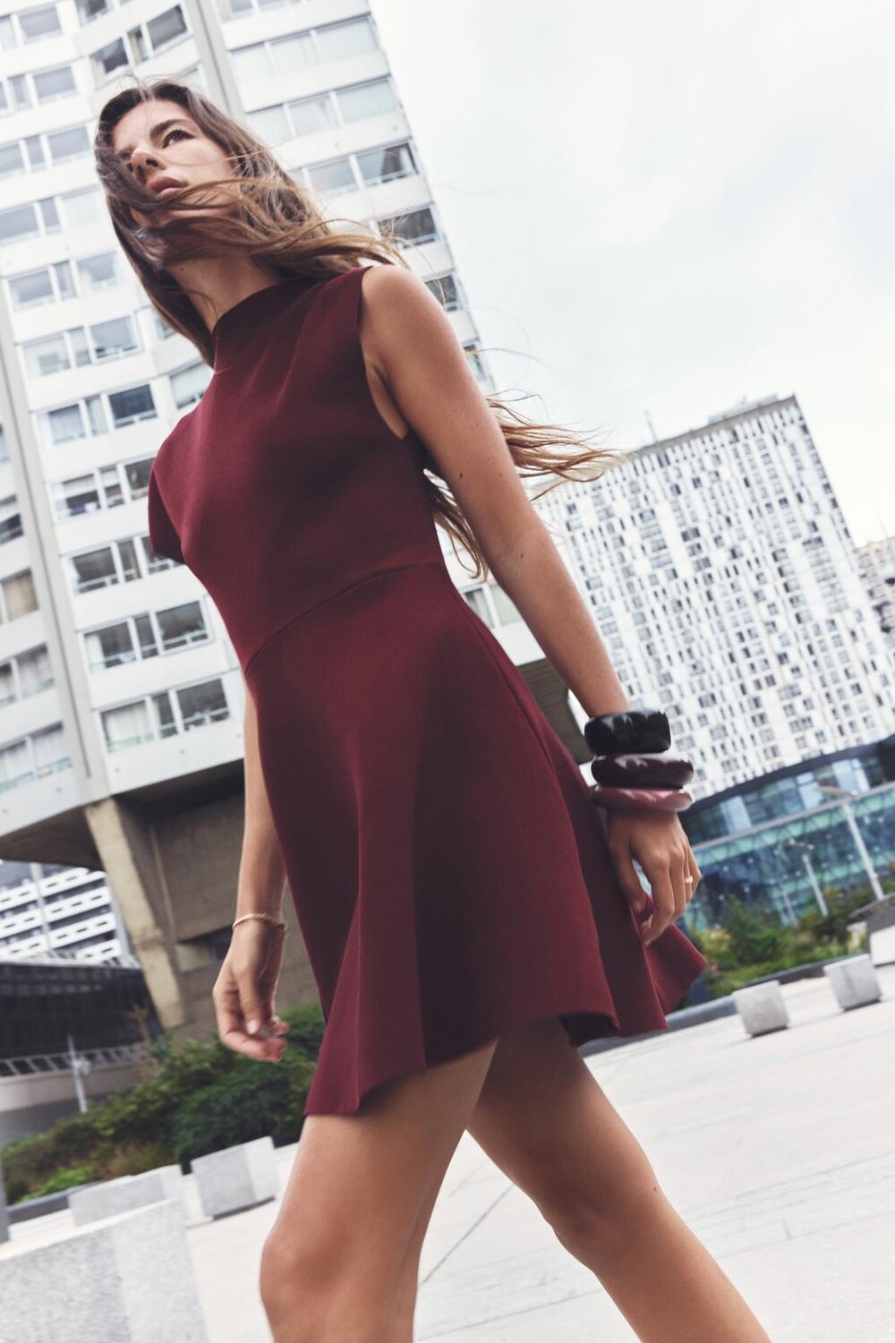 

Вязаное мини-платье для фигуристов ZARA, бордовый