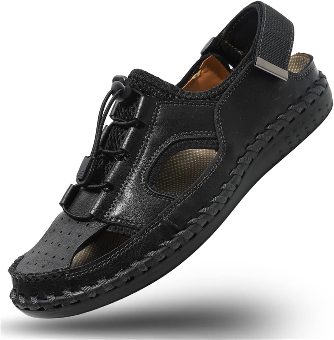 

Мужские походные сандалии для вождения на открытом воздухе, повседневные спортивные пляжные туфли, с закрытым носком, дышащие, легкие ходовые сандалии Generic, черный