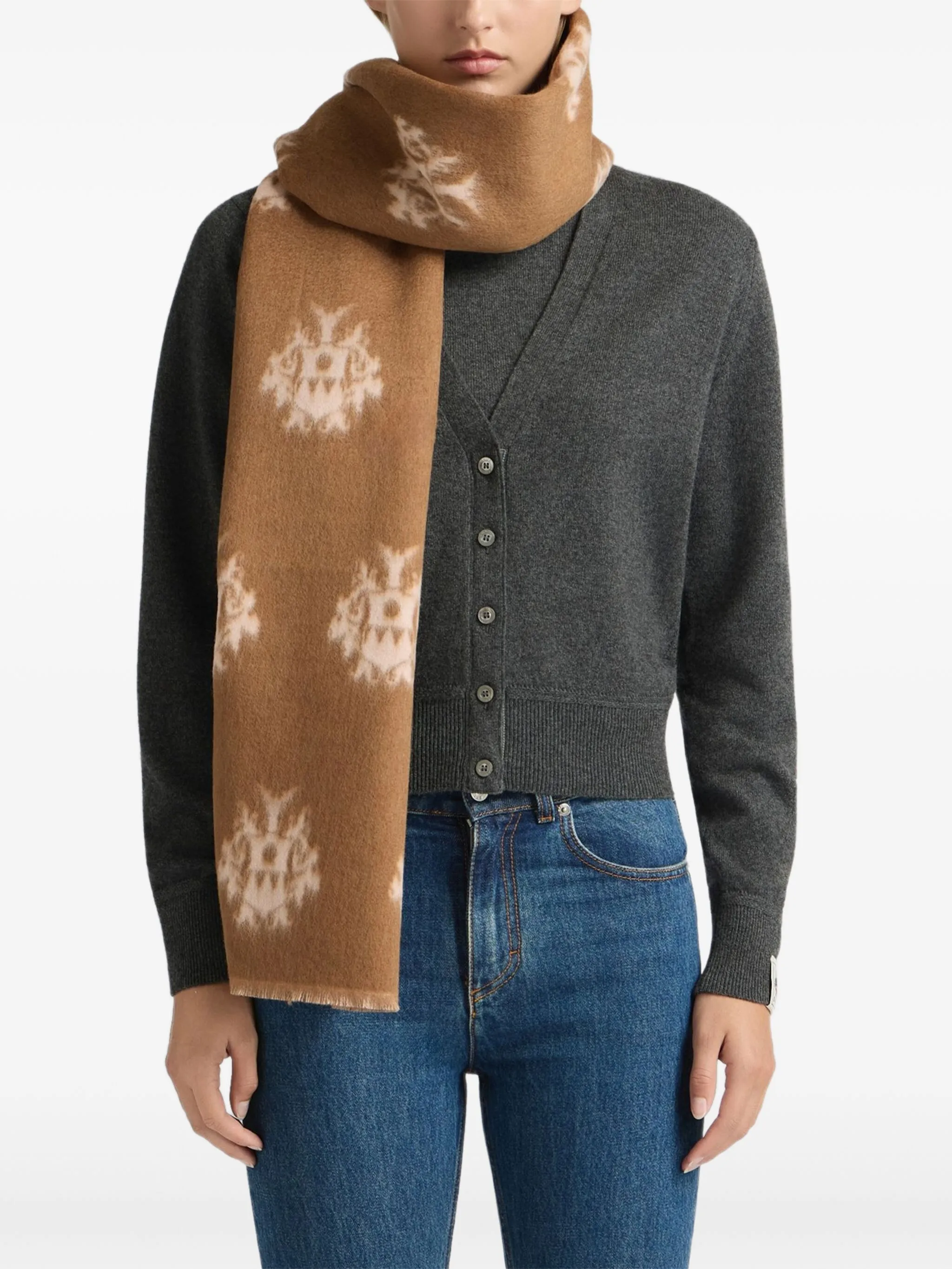 

Шарф с логотипом Bally, коричневый