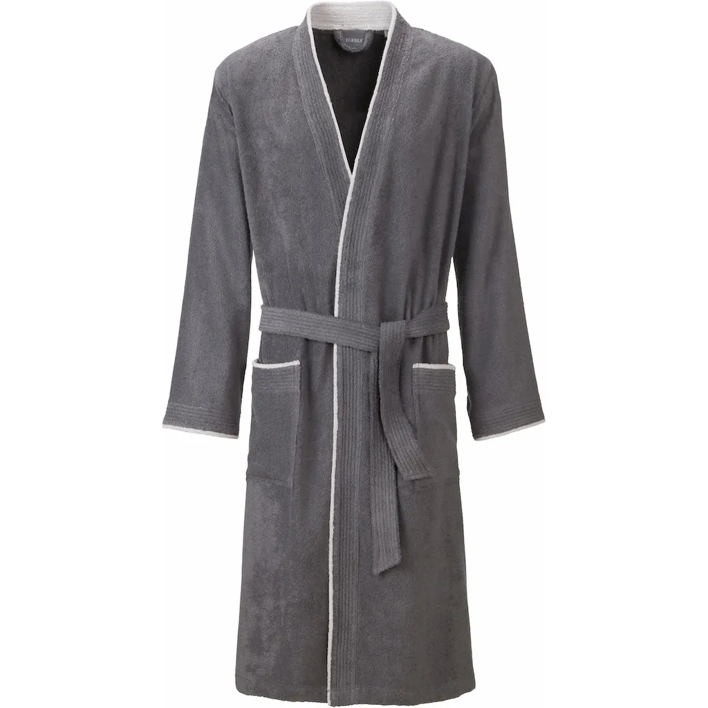 

Мужской халат Nico, идеально для сауны и спа, гостиничный халат, утренний халат 1 шт., с воротником-кимоно, с контрастной окантовкой Egeria, графит
