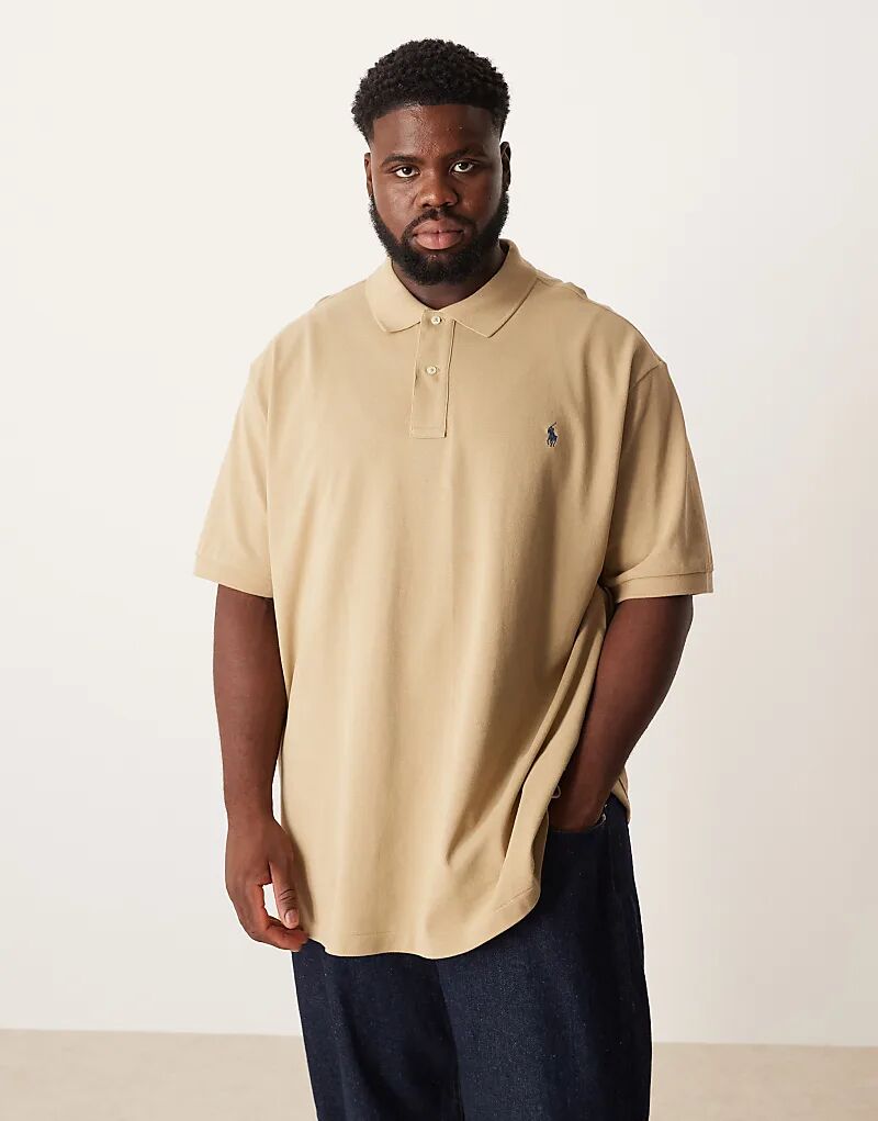 

Поло Polo Ralph Lauren Big & Tall с логотипом из пима-хлопка бежевого цвета