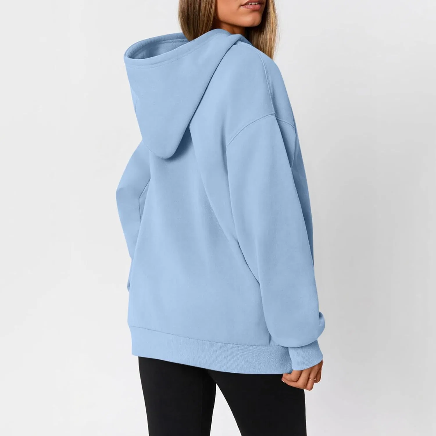 Худи оверсайз для женщин, флис, A014-light Blue — фото 4