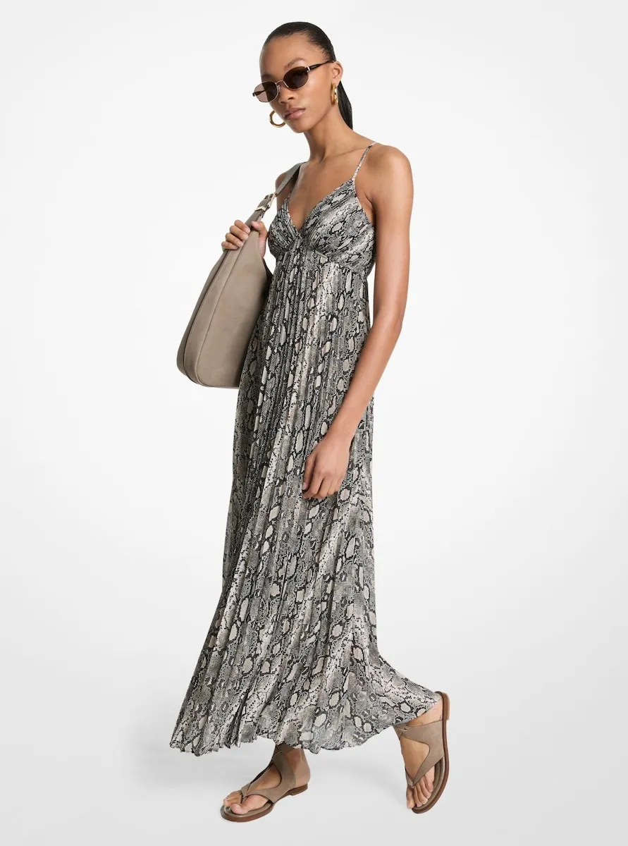 

Длинное платье с завышенной талией в принт Michael Michael Kors, бежевый