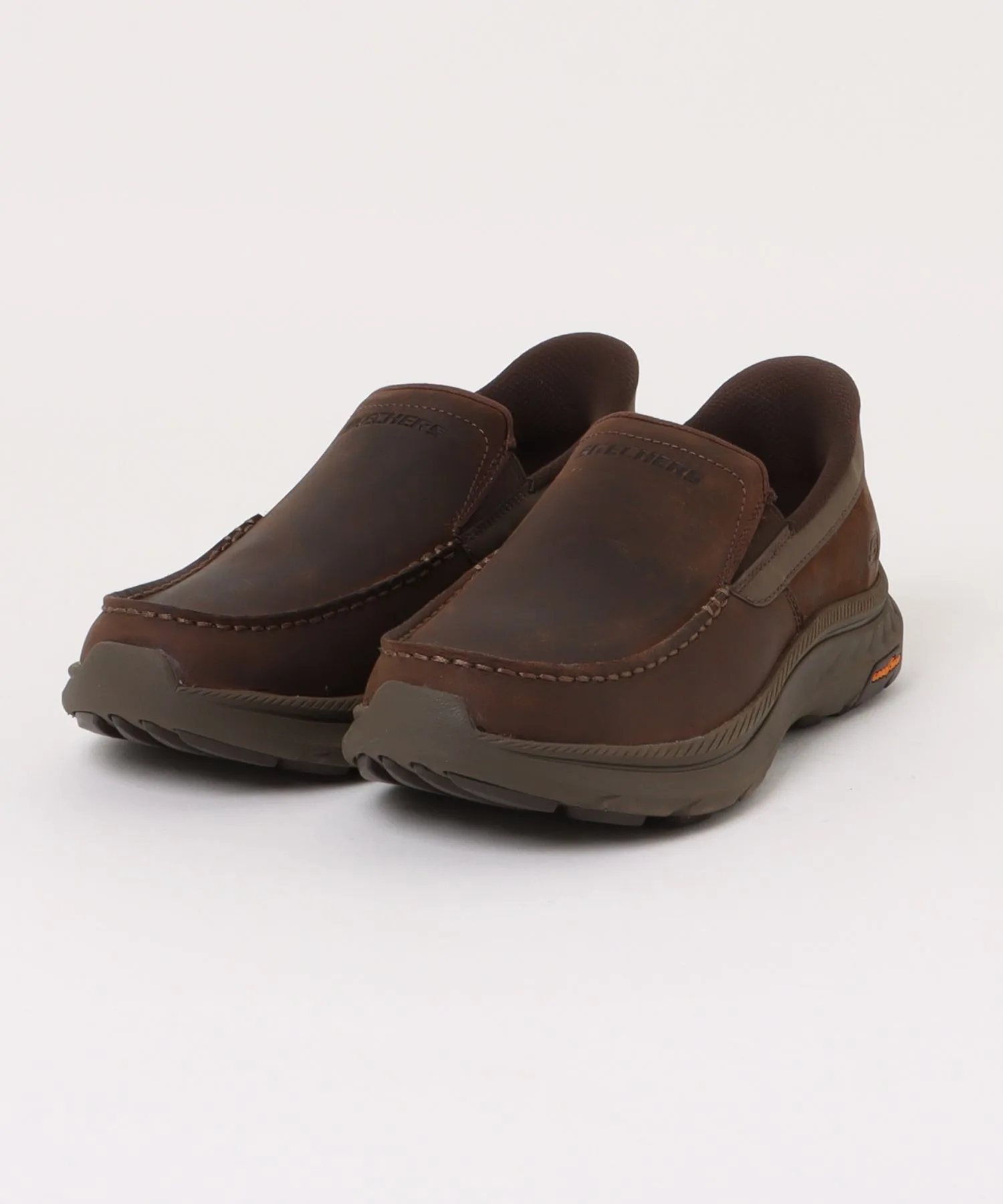 Мужские кроссовки из натуральной кожи Slip-ins Pollard-Osgood SKECHERS коричневые