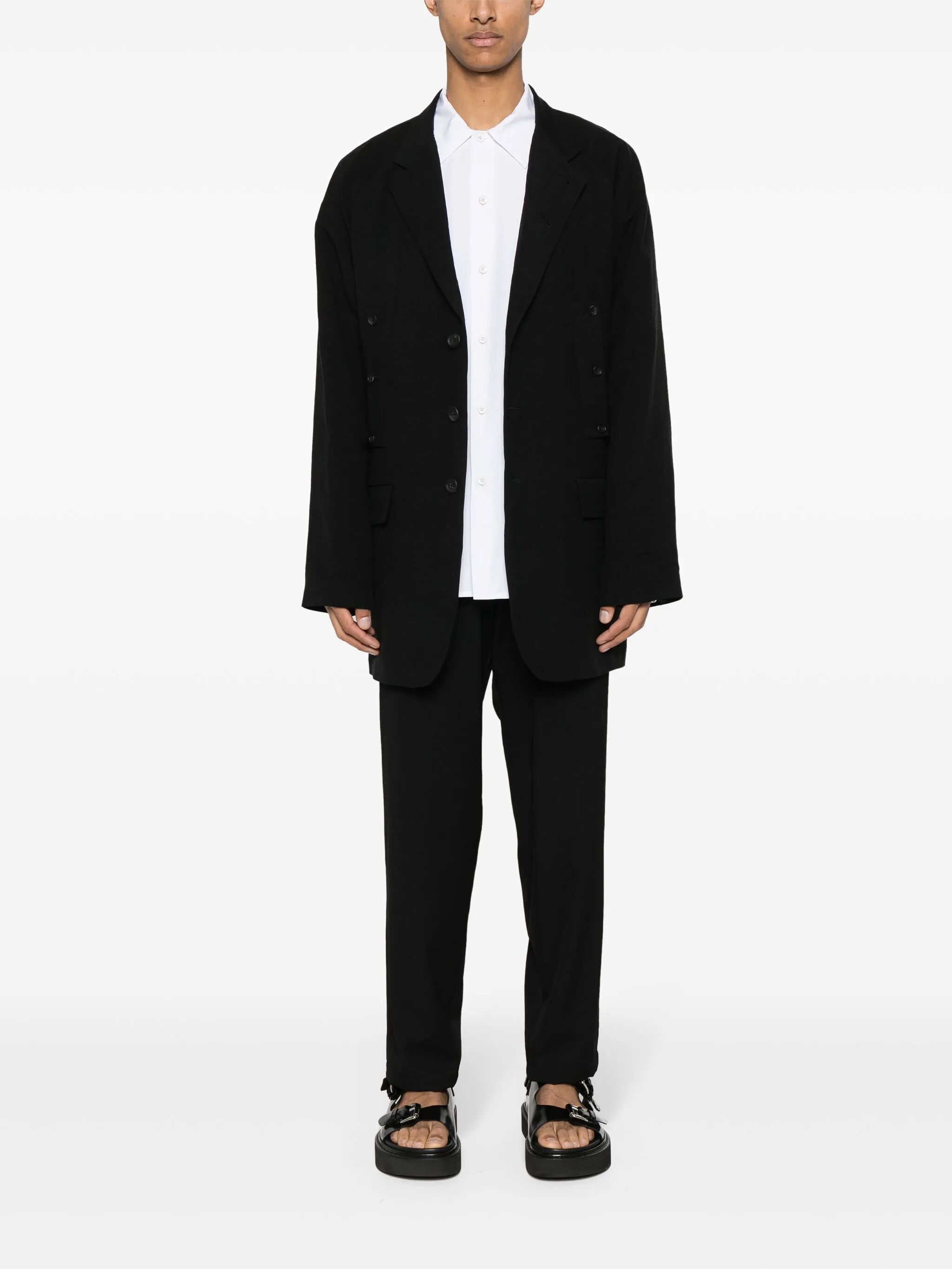 Однобортное пальто Yohji Yamamoto, черный — фото 2