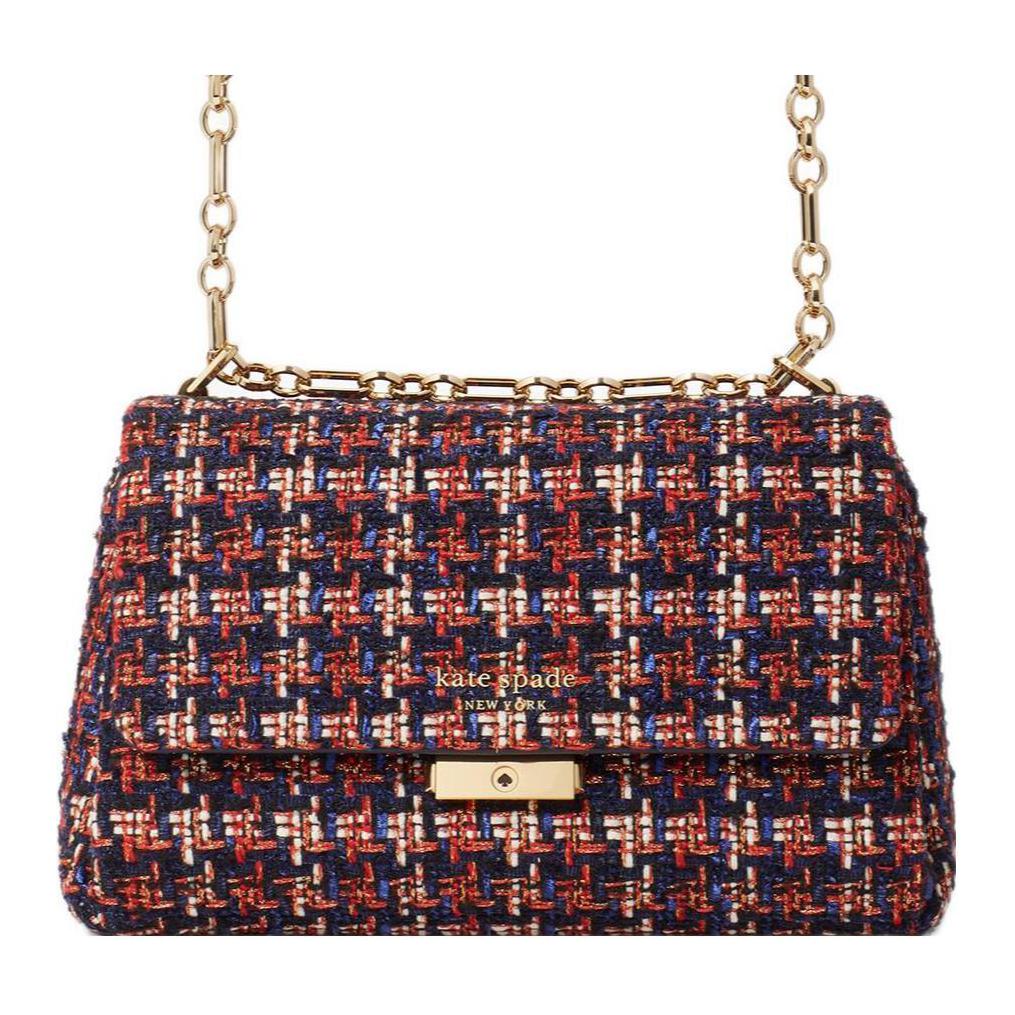 

Kate Spade Маленькая квадратная сумка Carlyle Tweed, сумка через плечо, сумка на плечо, средняя женская, красно-сине-белая