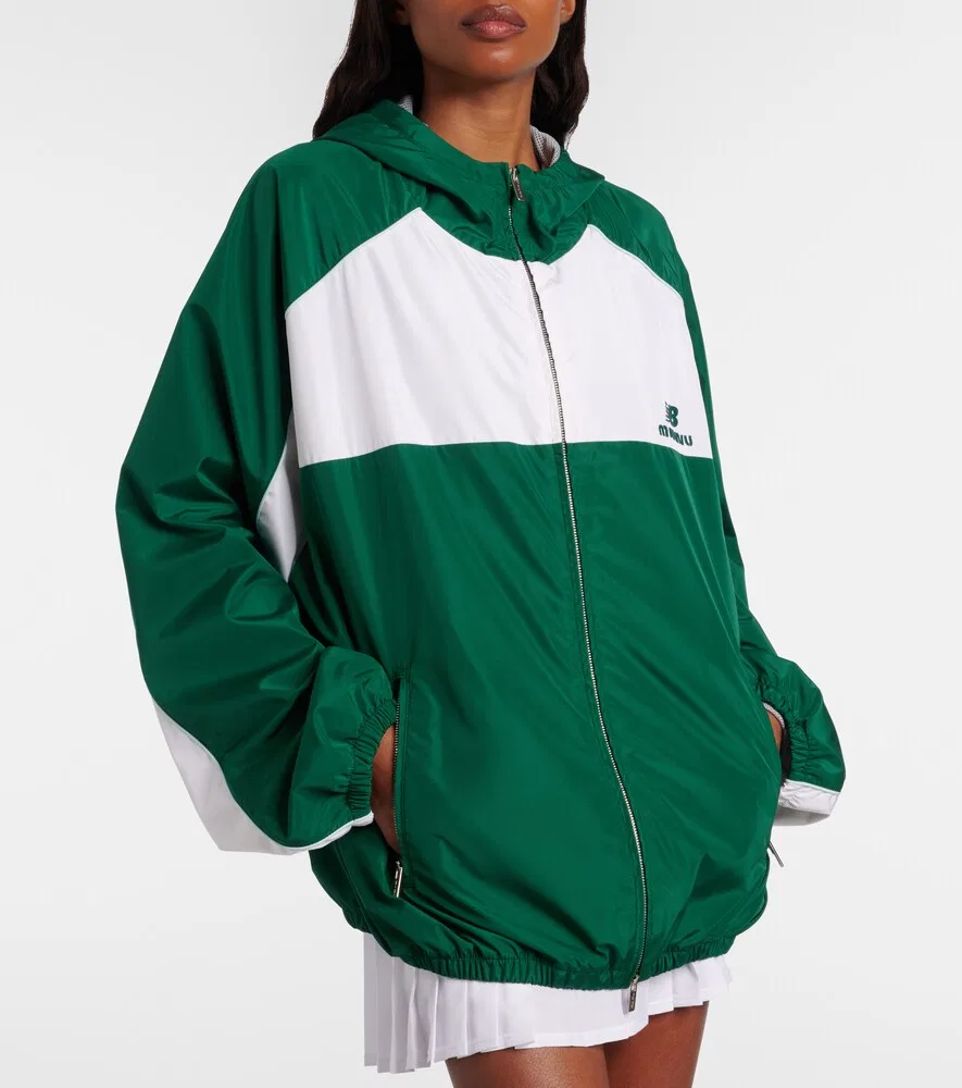 Куртка из поплина с цветовыми блоками от New Balance Miu Miu, зеленый — фото 3