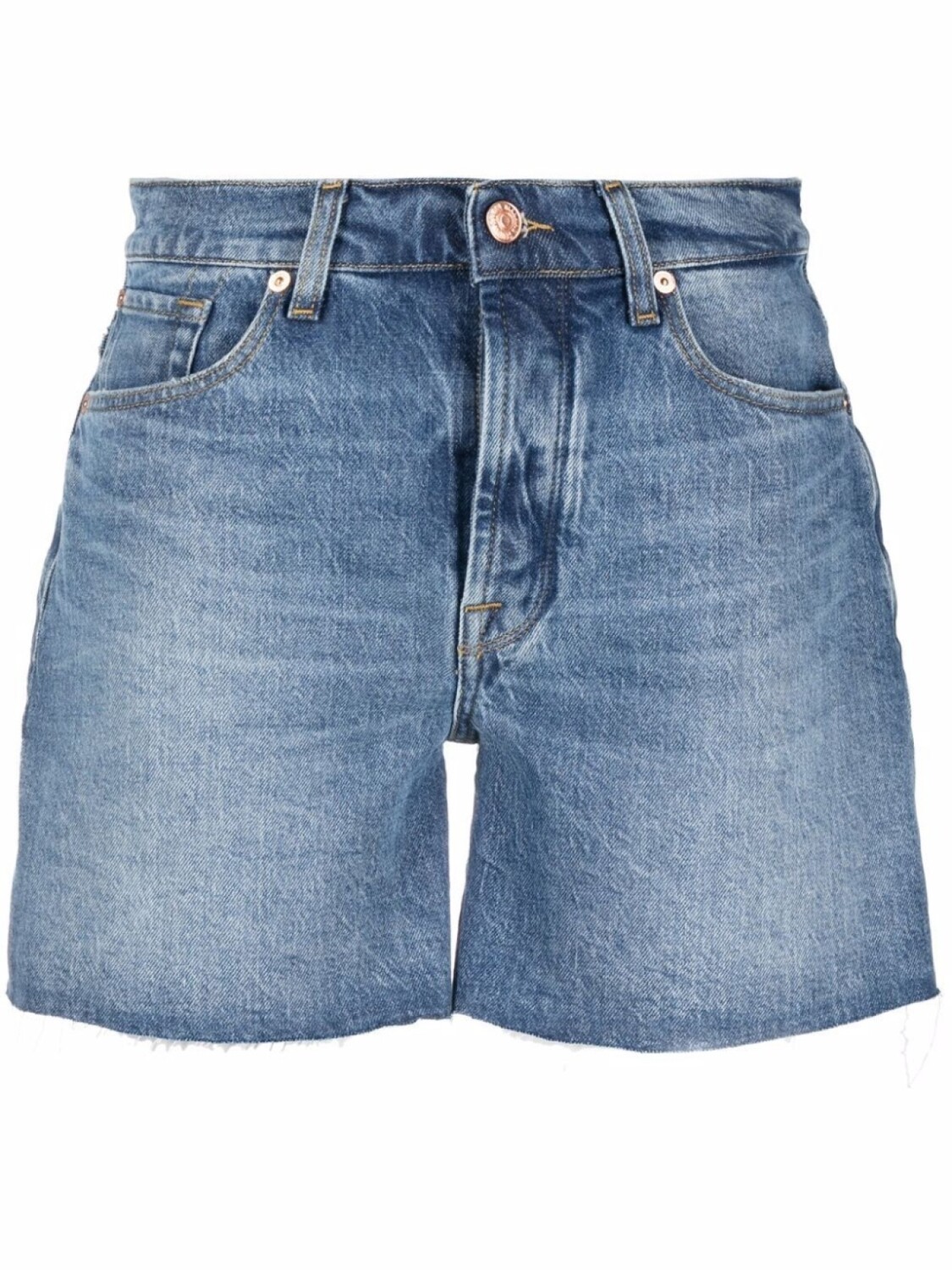 

7 For All Mankind джинсовые шорты с необработанными краями, синий
