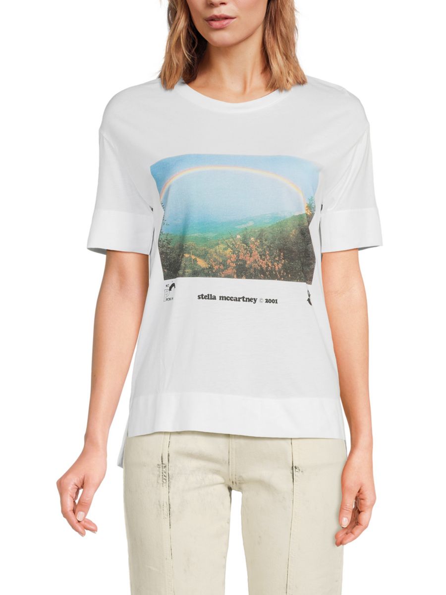 

Футболка из хлопка с графическим принтом Stella McCartney, цвет Pure White