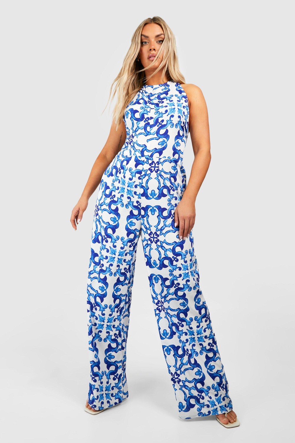 

Комбинезон плюс с фарфоровым принтом Boohoo, синий