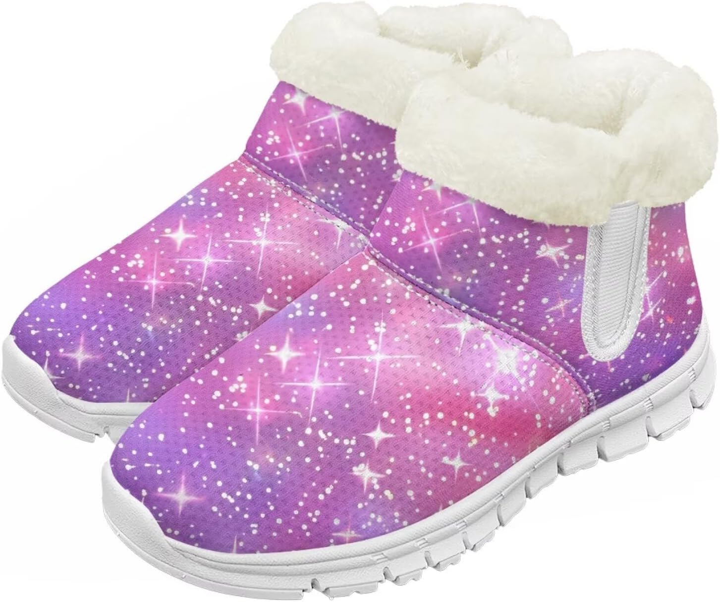 

Детские зимние сапоги для девочек, водонепроницаемые, противоскользящие, для холодной погоды, с искусственным мехом, походные ботинки Goronwyfloyd, Pink Galaxy