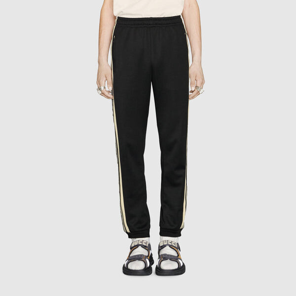 Спортивные штаны GUCCI Oversize Technical Jersey Jogging Pant GG Logo Side Ribbon Jogging Pants For Men Black, черный — фото 3