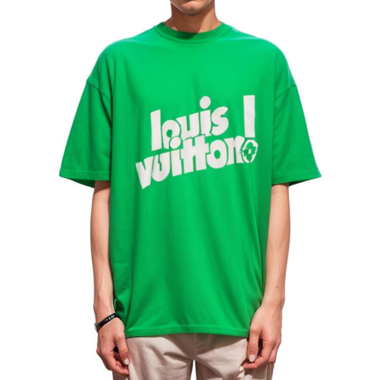 Новые квартальные продукты LV T-shirt Men Louis Vuitton, зеленый — фото 2