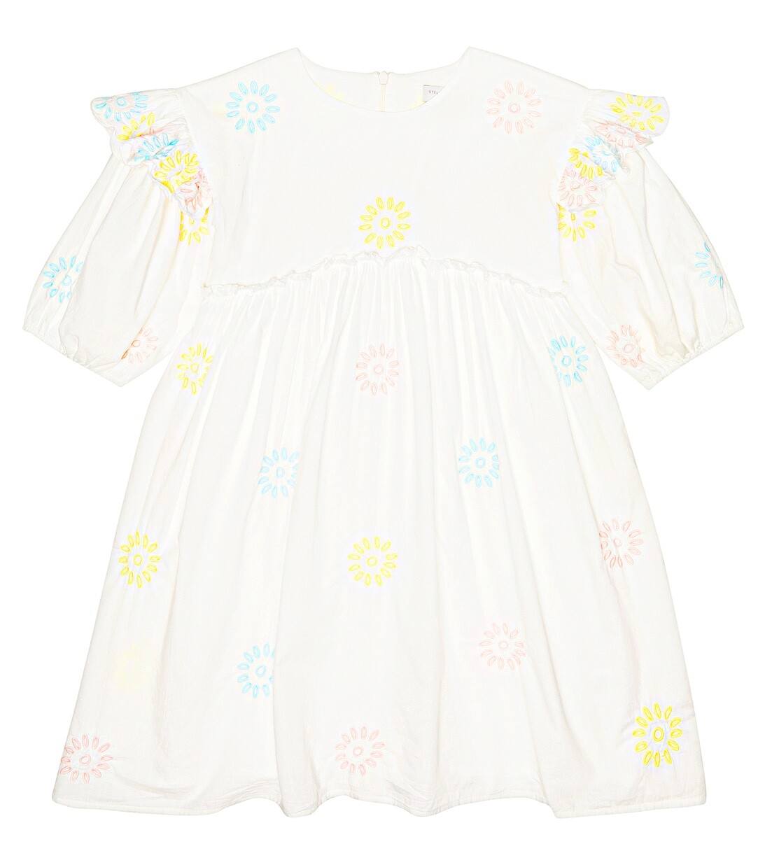 

Хлопковое платье с вышивкой Stella McCartney Kids, белый