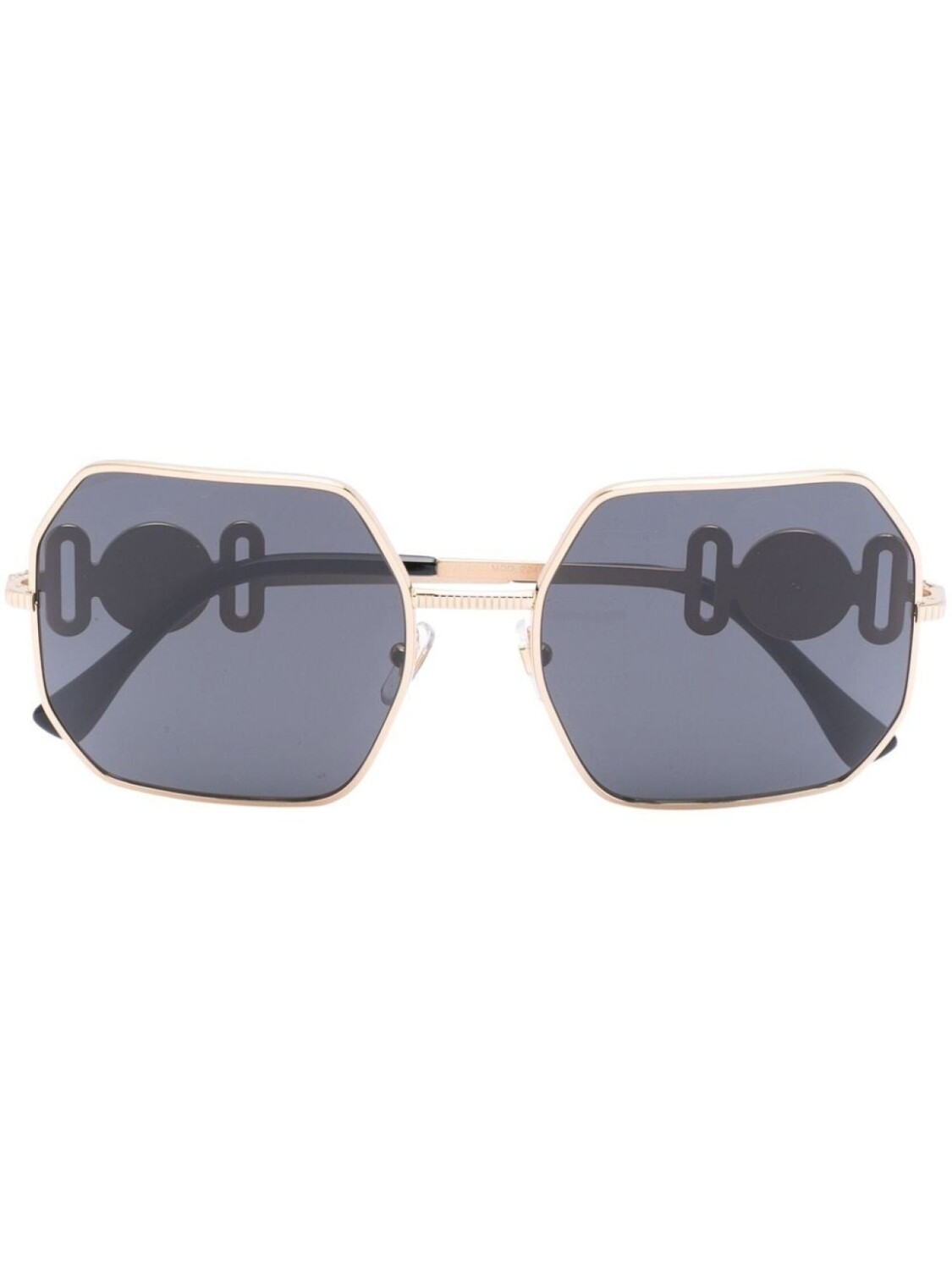 

Versace Eyewear солнцезащитные очки Temple в шестиугольной оправе, золотистый