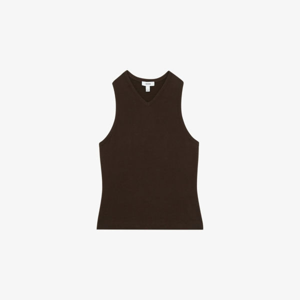 

Хлопковая майка Clara с открытыми плечами Reiss, коричневый
