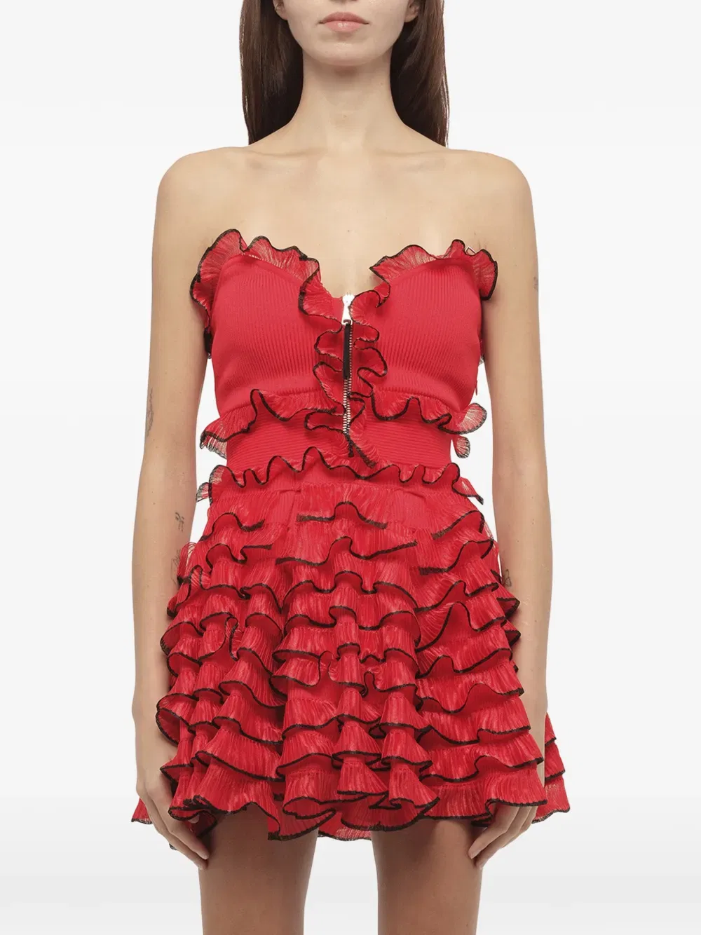 Платье-Скейтер с оборками Alexander Mcqueen, красный — фото 2