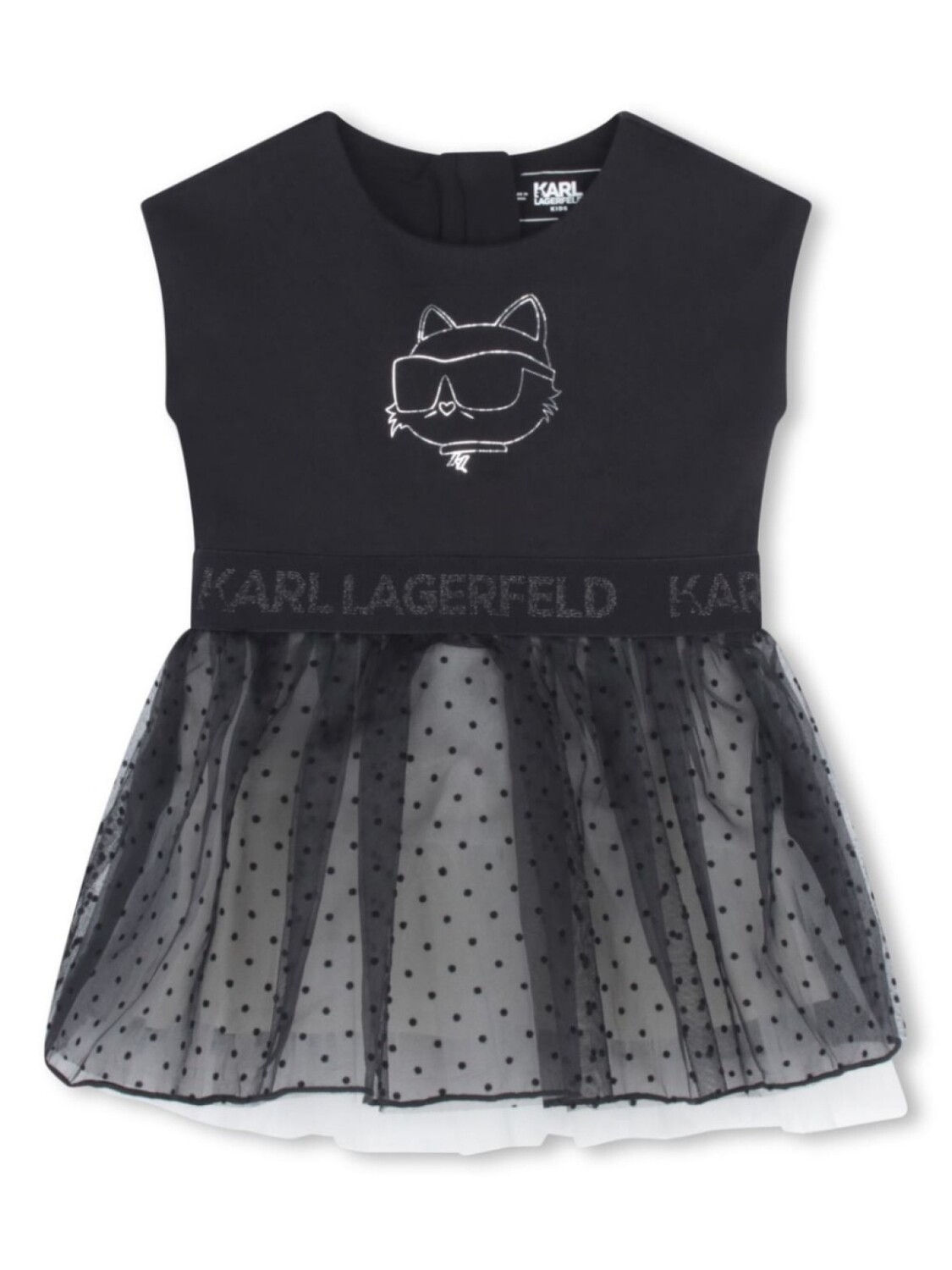 

Karl Lagerfeld Kids платье из тюля с принтом Choupette, черный