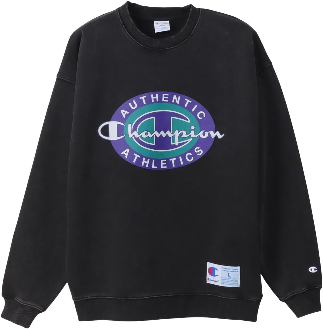 

Мужская толстовка Champion с длинным рукавом, из французской махровой ткани, свободного кроя, черный