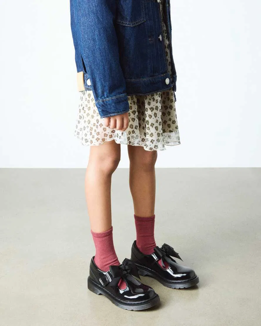 Туфли Dr Martens Polley II Junior с бантом, лакированная кожа, черный — фото 2