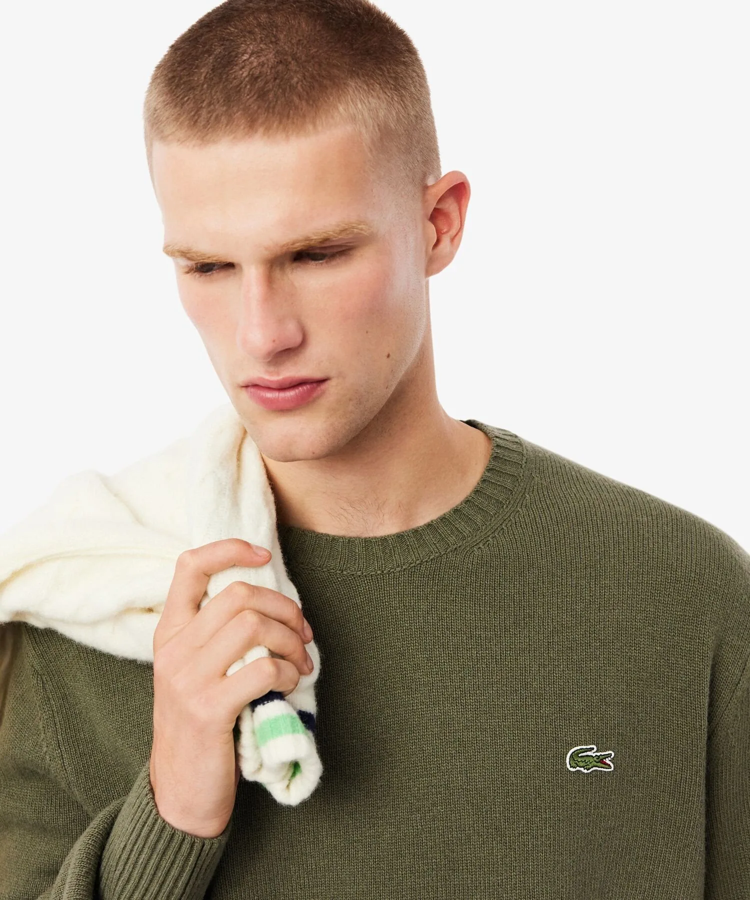 Вязаный шерстяной свитер LACOSTE, Olive — фото 2