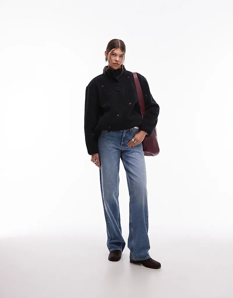 Флисовый пуловер Levi's Kasey с цветочным принтом черного цвета — фото 2