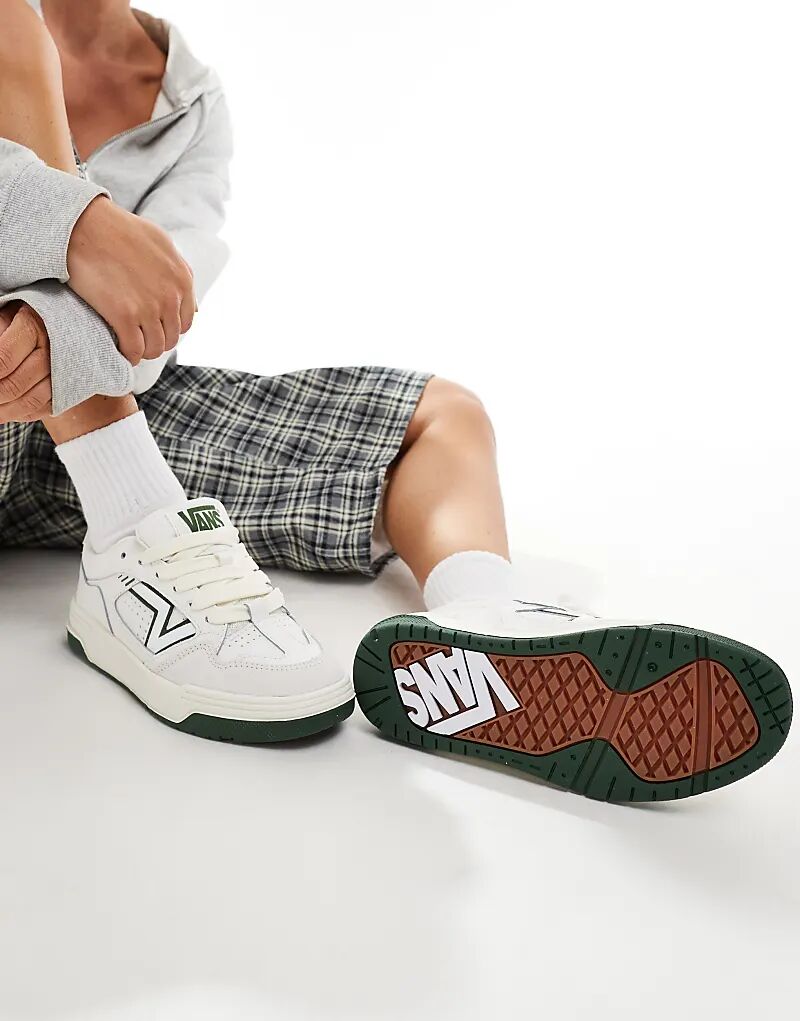 Кроссовки upland из массивной кожи белого и темно-зеленого цветов Vans — фото 4