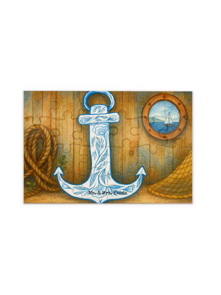 

Mr. & Mrs. Panda Дизайн «Якорь-пазл» синего цвета без надписей белым цветом