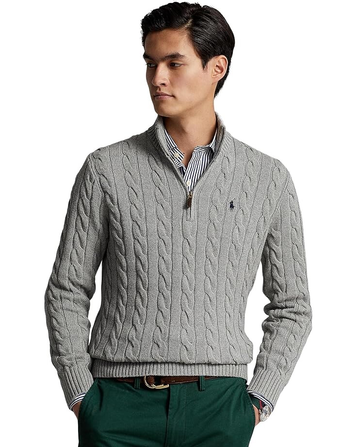 

Свитер Polo Ralph Lauren Long Sleeve Cotton Cable 1/2 Zip, цвет Fawn Grey Heather