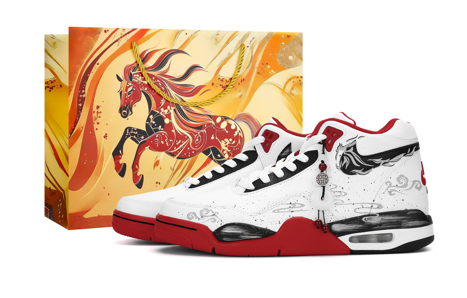 

Nike Легкие баскетбольные кроссовки средней высоты, увеличивающие рост, в винтажном стиле, мужские, красные и белый