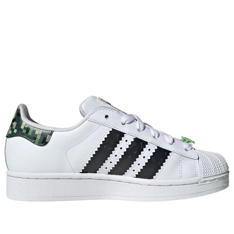 Кроссовки (GS) adidas x Minecraft Superstar Creepers 'White Core Black', белый — фото 2