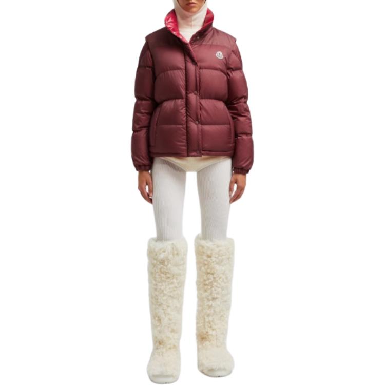 Reversible Короткая Пуховая Куртка Moncler, Темно-Красный/Ярко-Красный — фото 4
