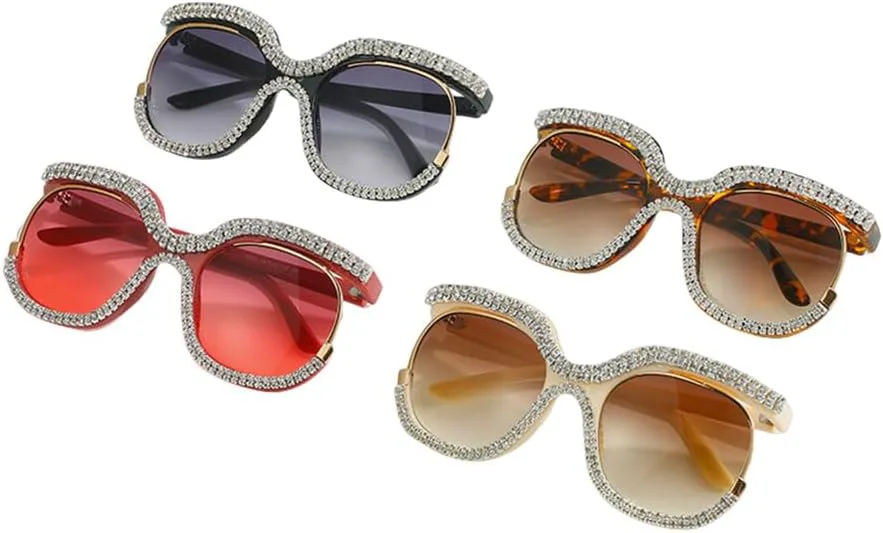 

Женские солнцезащитные очки со стразами, модные, в крупной оправе, с бриллиантами, большие очки с кристаллами, защита от ультрафиолета UV400 TKKTLLT, Pink