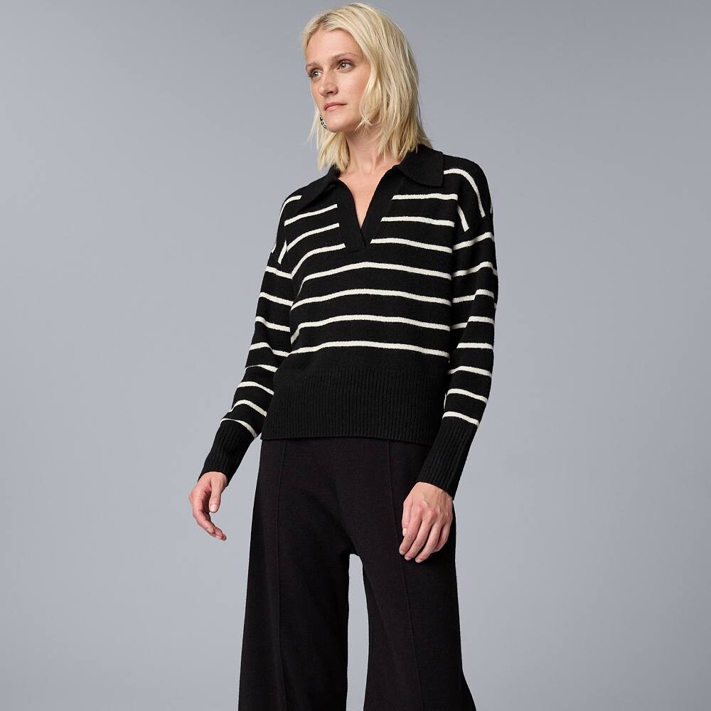 

Женский пуловер Simply Vera Vera Wang Touch of Cashmere, цвет Blackwhitestripe