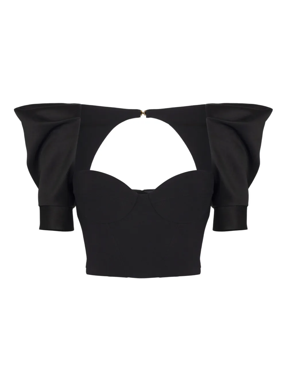 

Корсетный топ с рукавами-буфами Elisabetta Franchi, черный