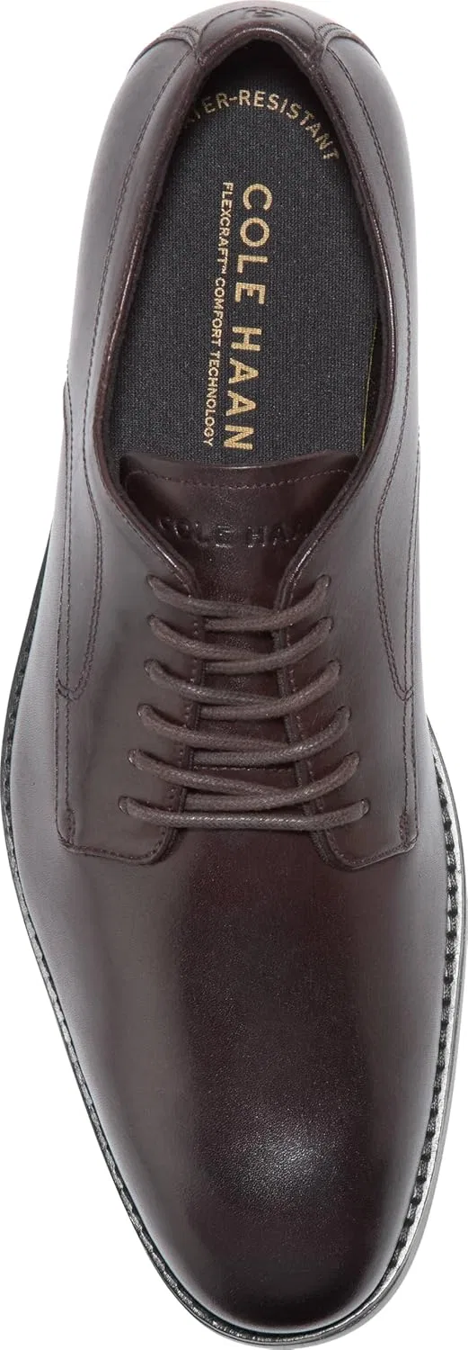 Мужские оксфорды Cole Haan Harmon Grand Plain Toe, Dark Chocolate Black Waterproof — фото 3