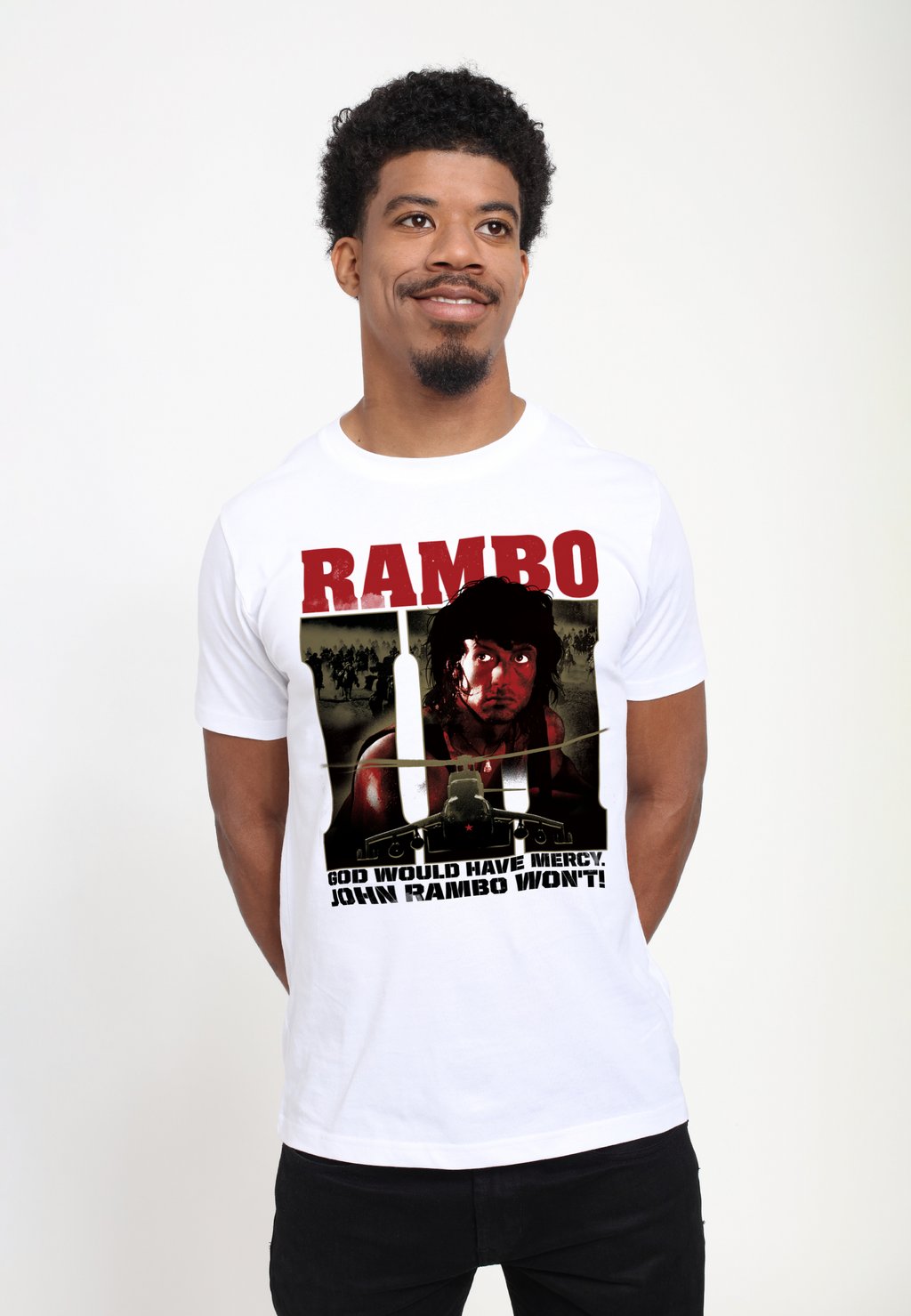 

Футболка с принтом RAMBO GOD WOULD HAVE MERCY JOHN WONT Henry Tiger, белый