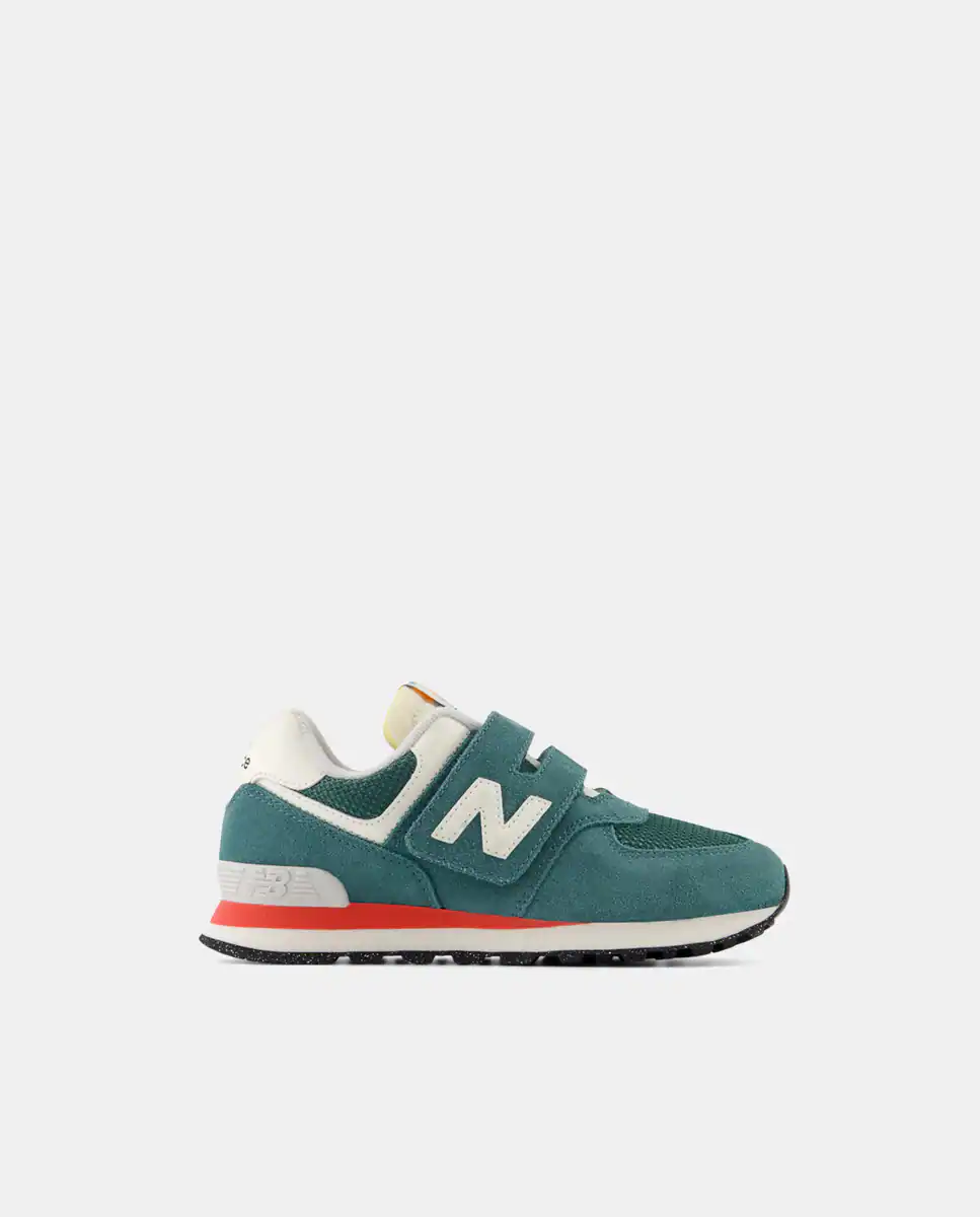 

New Balance 574 повседневная детская обувь на липучке, зеленый