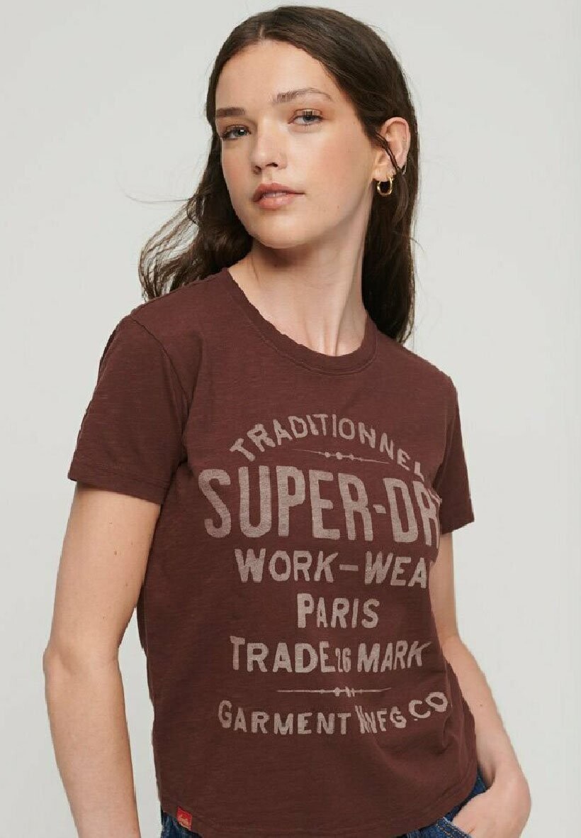

Футболка с принтом Superdry, Коричневый, Футболка с принтом Superdry