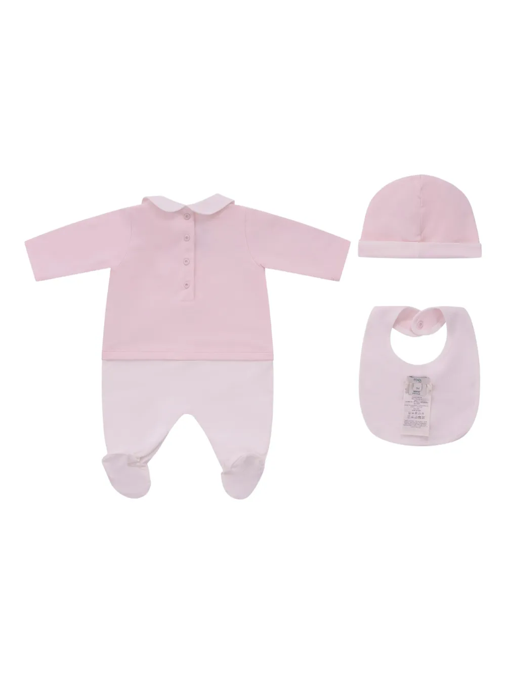 Комплект боди с круглым воротником Fendi Kids, розовый — фото 2