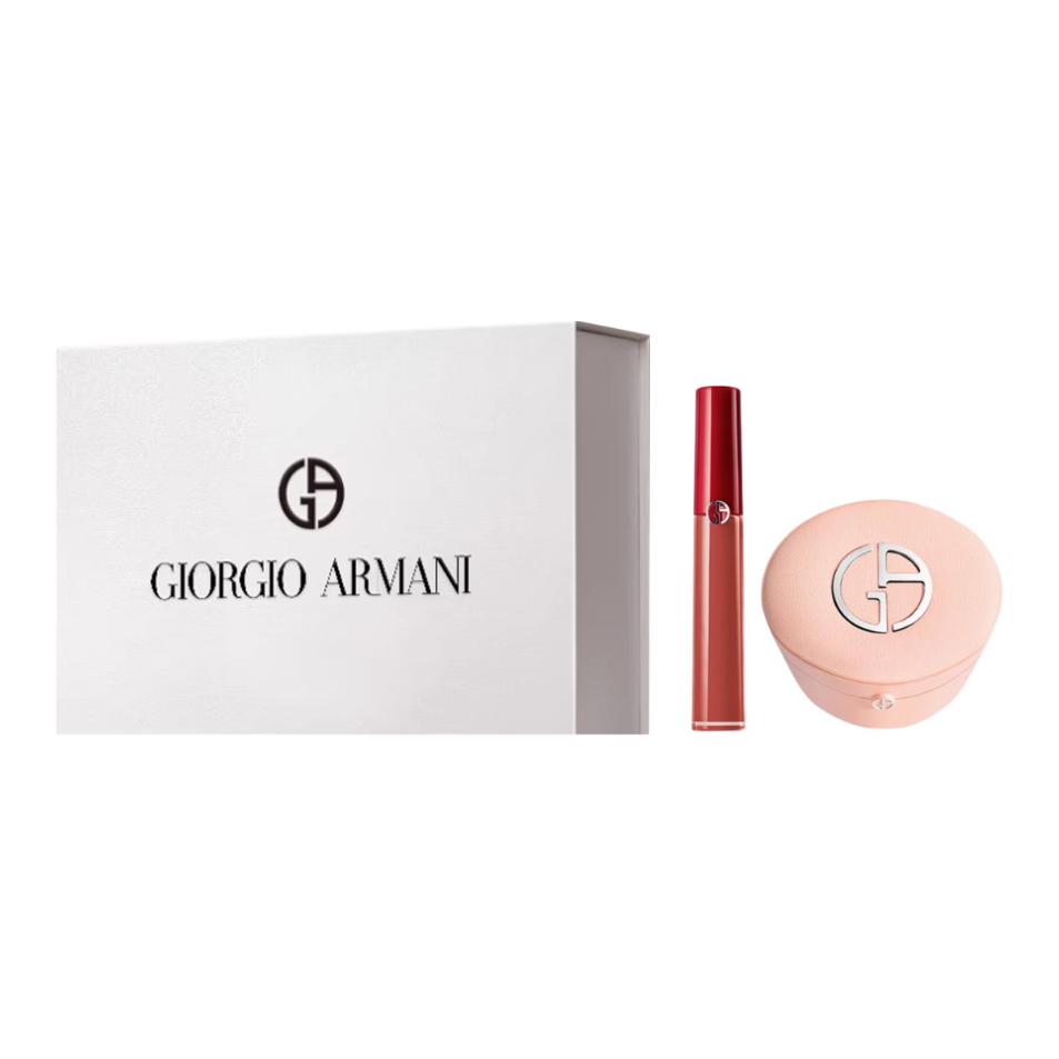 GIORGIO ARMANI AMANI Lambskin Air Cushion + Red Tube блеск для губ набор макияжа для сияния кожи 15г + 6,5мл — фото 2