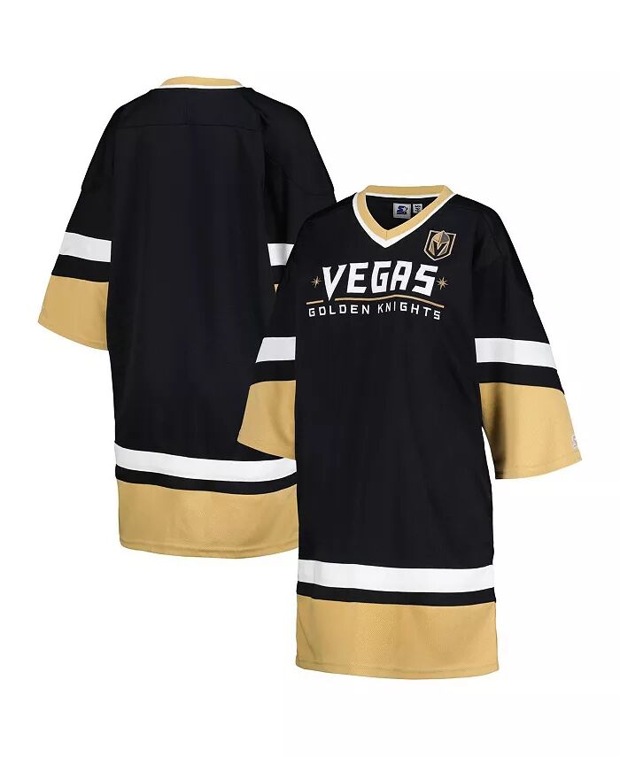 

Женское черное платье-кроссовки Vegas Golden Knights Hurry-Up Offense с V-образным вырезом и короткими рукавами Starter