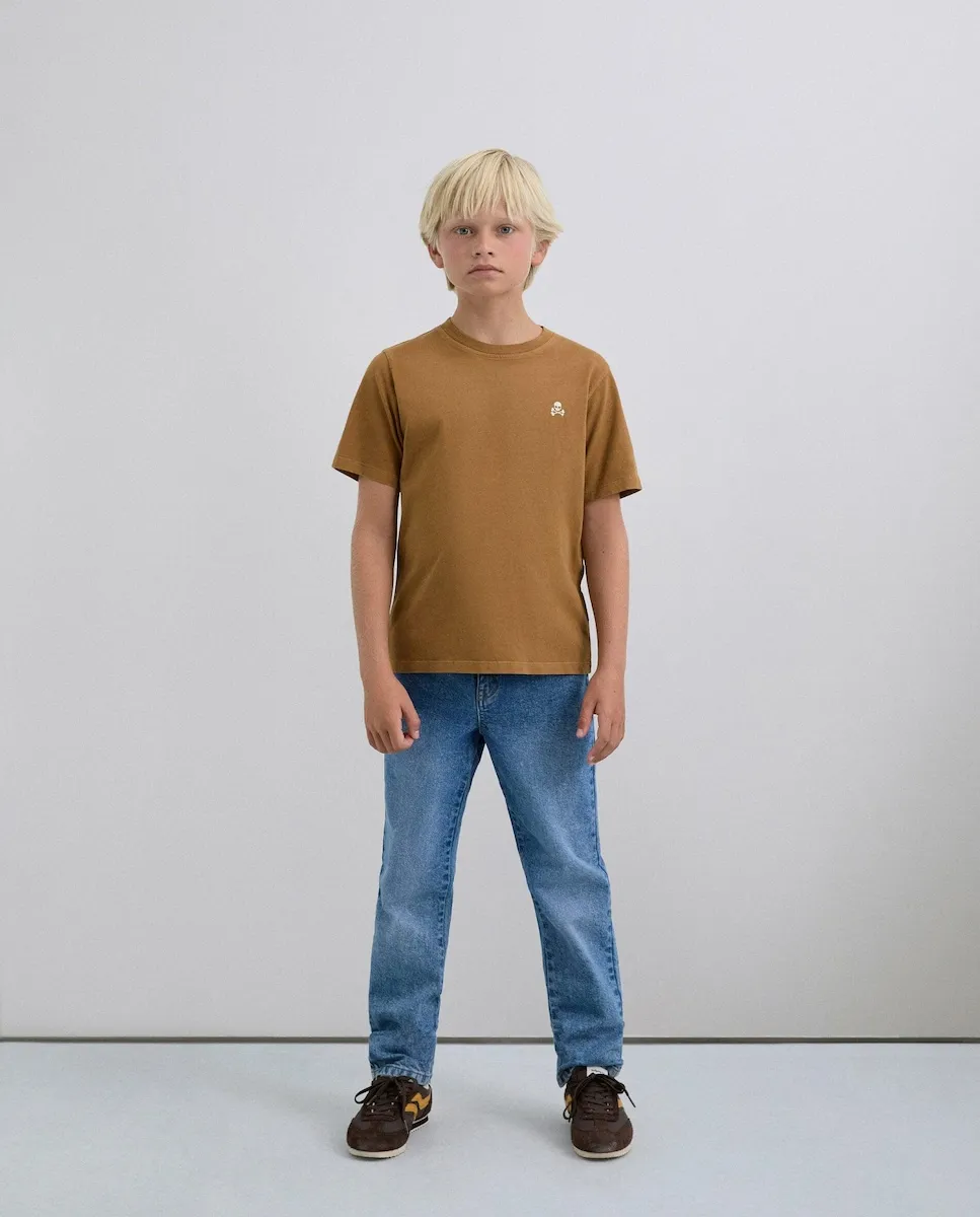 

Детская футболка с коротким рукавом и вышитым логотипом Scalpers, коричневый