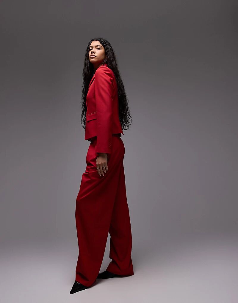 

Комбинезон с прямыми брюками Mango красного цвета