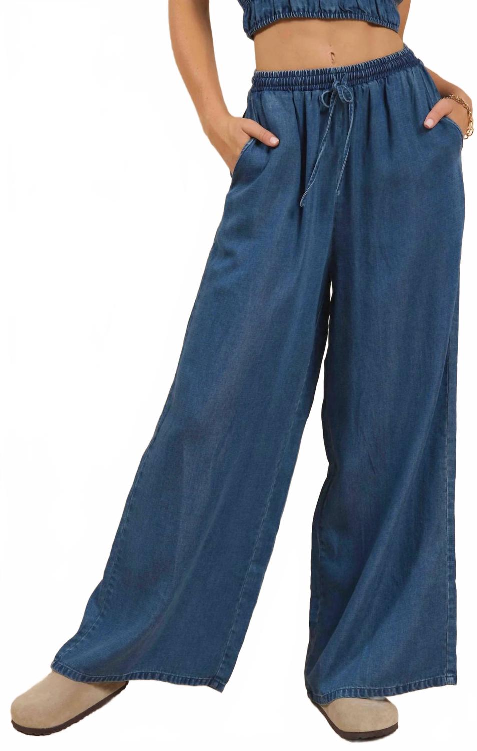 

Широкие брюки с завязками в темном шамбрэ Sadie & Sage, Dark Chambray