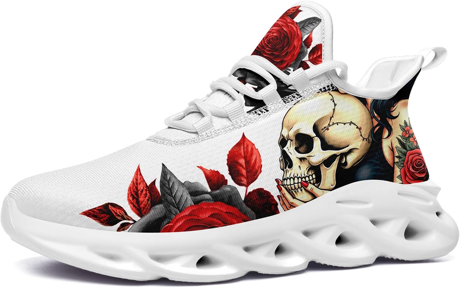 

Готические кроссовки с черепом для мужчин и женщин, модные легкие спортивные кеды с уникальным панк и готическим дизайном Awsole, белый/красный/серый/бежевый