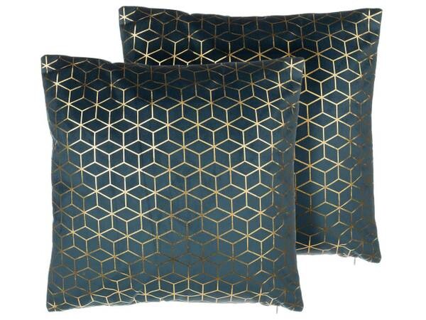 

Подушка Beliani 2 шт CELOSIA, 45x45x45 см цвет blau/dunkelblau/gold